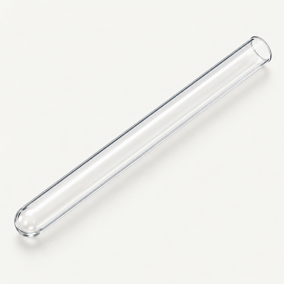 Representative quartz sleeve with one rounded closed end and one open end
