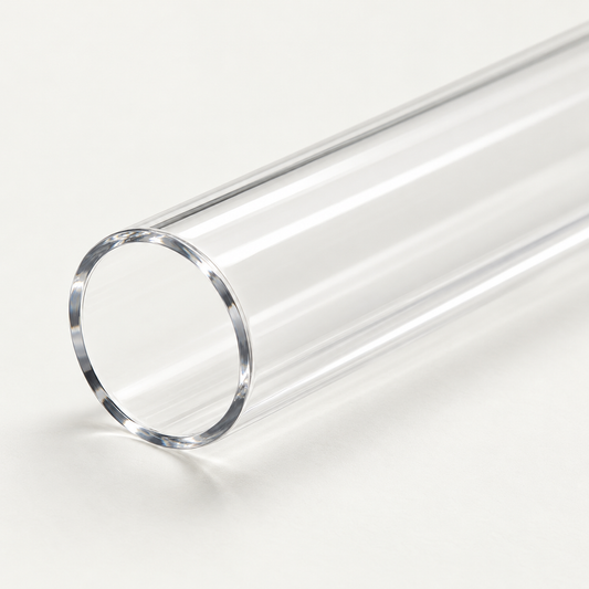 Representative close-up of the open end of a clear quartz sleeve